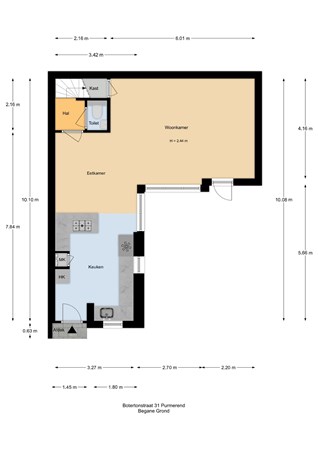 Plattegrond - Botertonstraat 31, 1445 LH Purmerend - Botertonstraat 31_Begane Grond.jpg